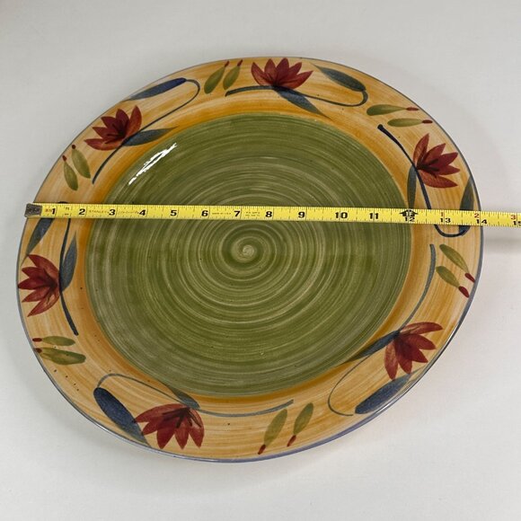 Handpainted Pier 1 Elizabeth Stoneware Platter 14" with Floral Design - Picture 5 of 6